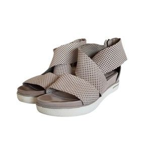 Eileen Fisher Sport 3 NU Women's Size 8.5 Leather Platform Sneaker Sandal Beige